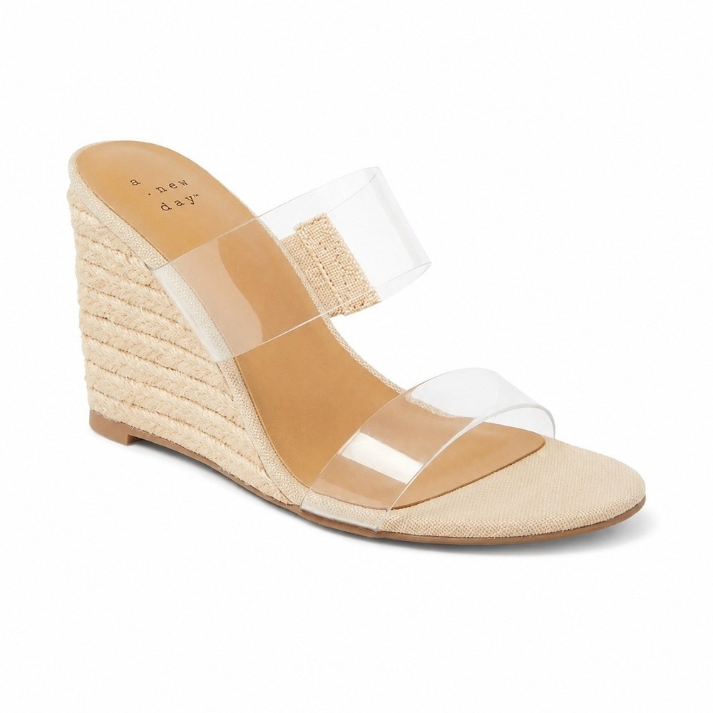 Women's Wedges by A New‎ Day Ansel Double Band Tan Size 8 New With Tags